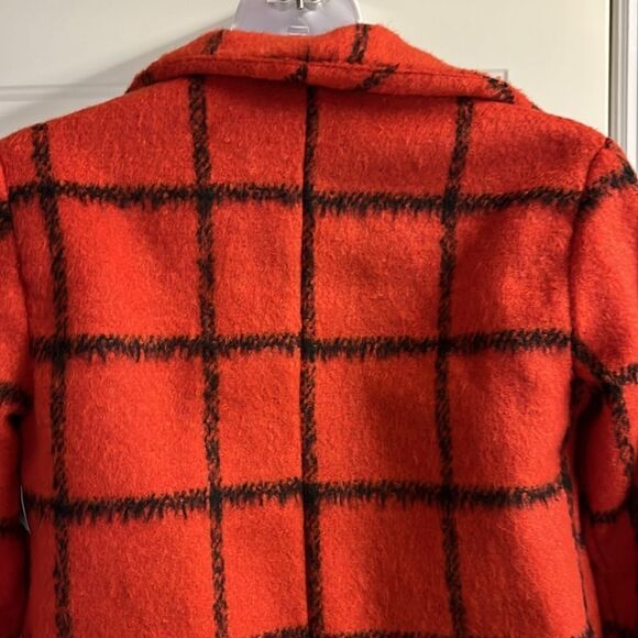 Old Navy Girl’s Red and Black Checked Peacoat Lined Jacket w/ Pockets- Lge 10/12 - Picture 12 of 16